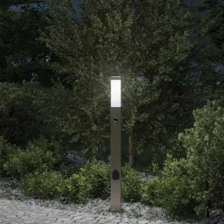vidaXL Bolderarmatuur met sensor en stopcontact 80 cm roestvrij staal IP44