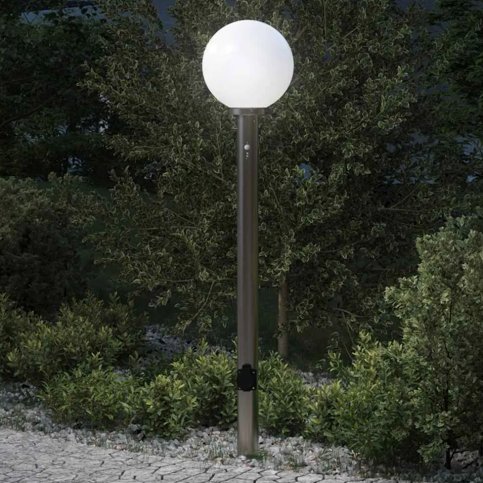 vidaXL Bolderarmatuur met sensor en stopcontact 120 cm roestvrij staal IP44