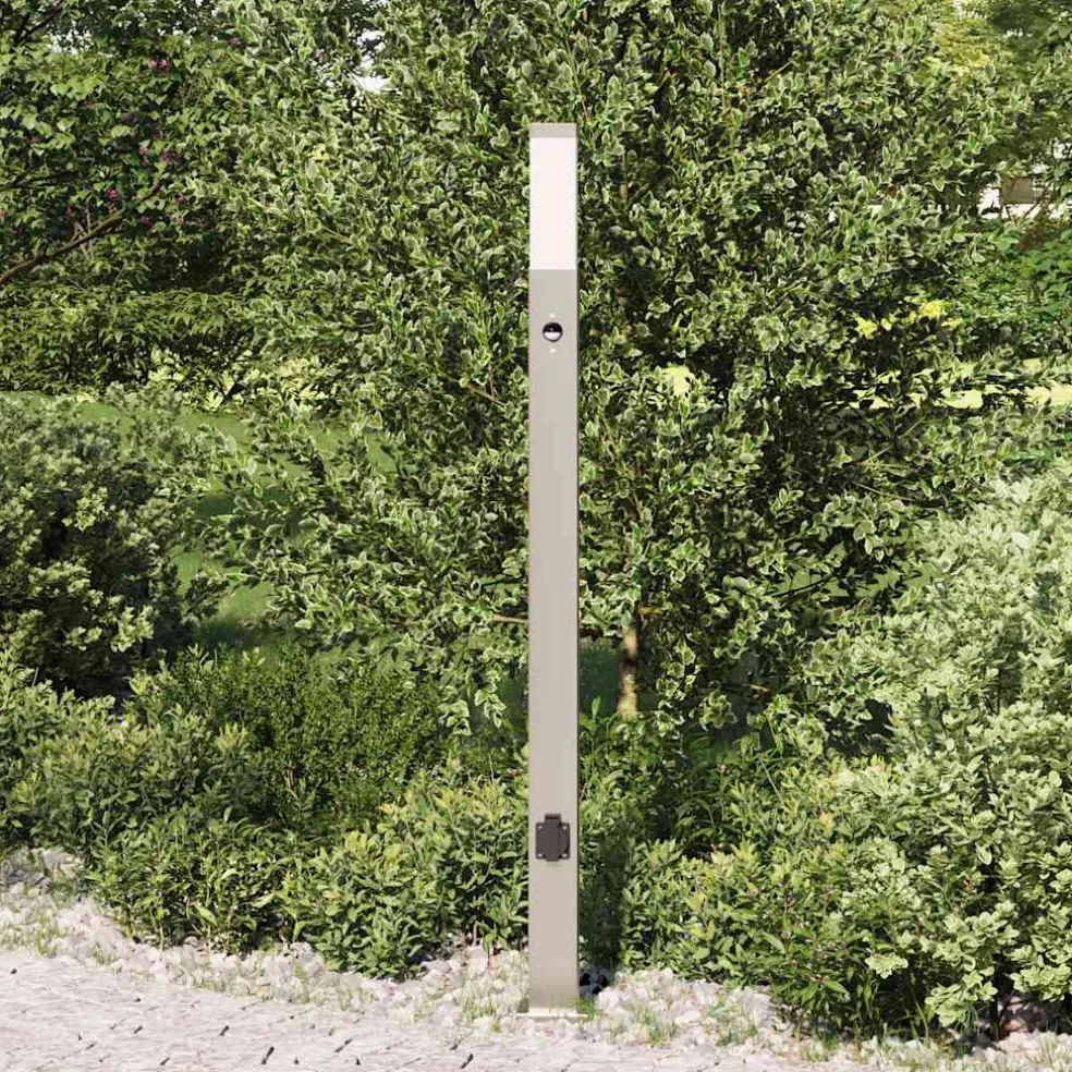 vidaXL Bolderarmatuur met sensor en stopcontact 110 cm roestvrij staal IP44