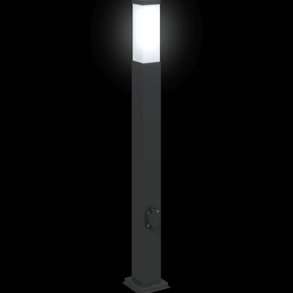 vidaXL Bolderarmatuur met stopcontact 80 cm Zwart IP44