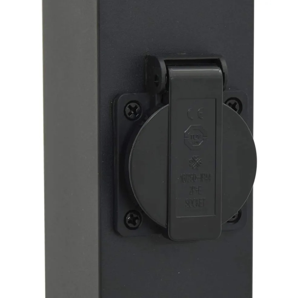 vidaXL Bolderarmatuur met stopcontact 80 cm Zwart IP44