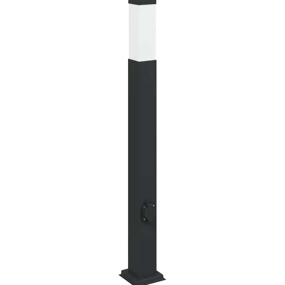 vidaXL Bolderarmatuur met stopcontact 80 cm Zwart IP44