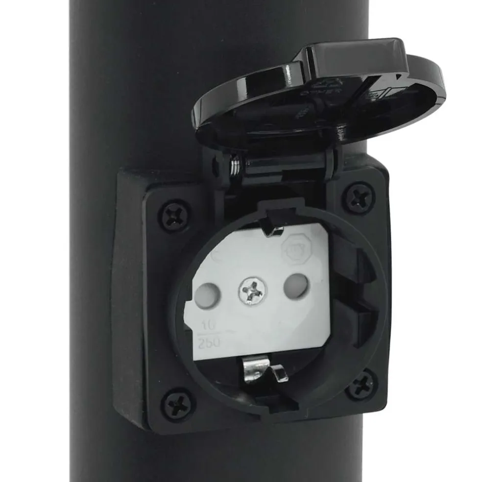 vidaXL Bolderarmatuur met stopcontact 120 cm Zwart IP44