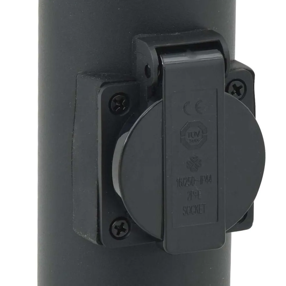 vidaXL Bolderarmatuur met stopcontact 120 cm Zwart IP44