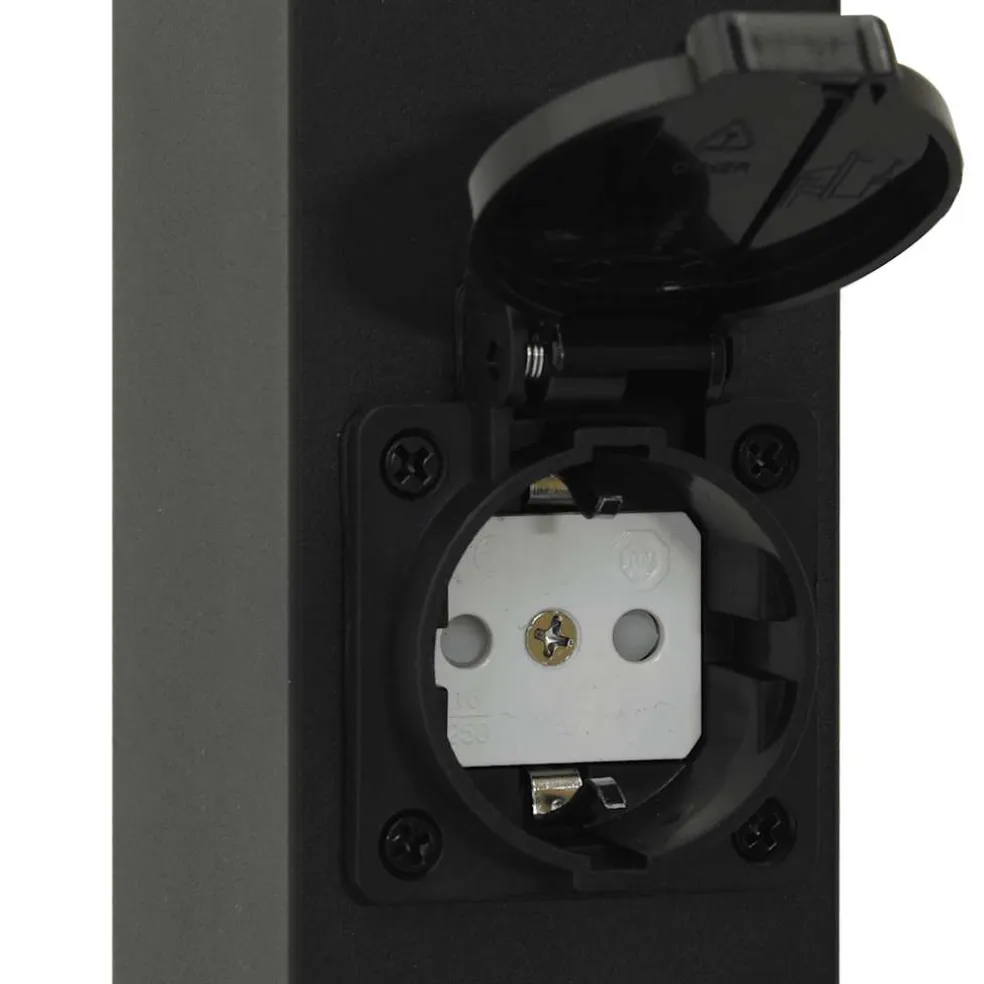 vidaXL Bolderarmatuur met stopcontact 110 cm Zwart IP44