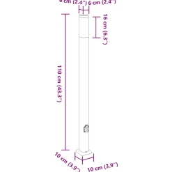 vidaXL Bolderarmatuur met stopcontact 110 cm Zwart IP44