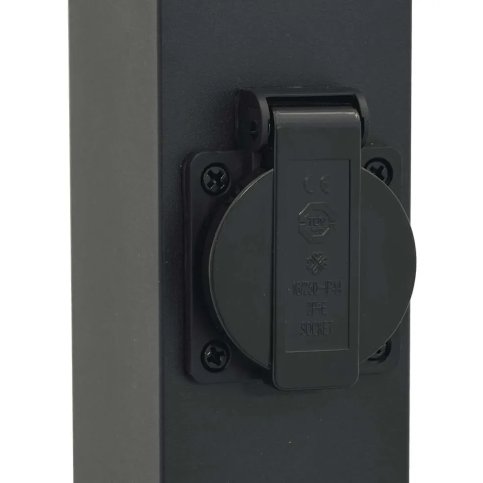vidaXL Bolderarmatuur met stopcontact 110 cm Zwart IP44