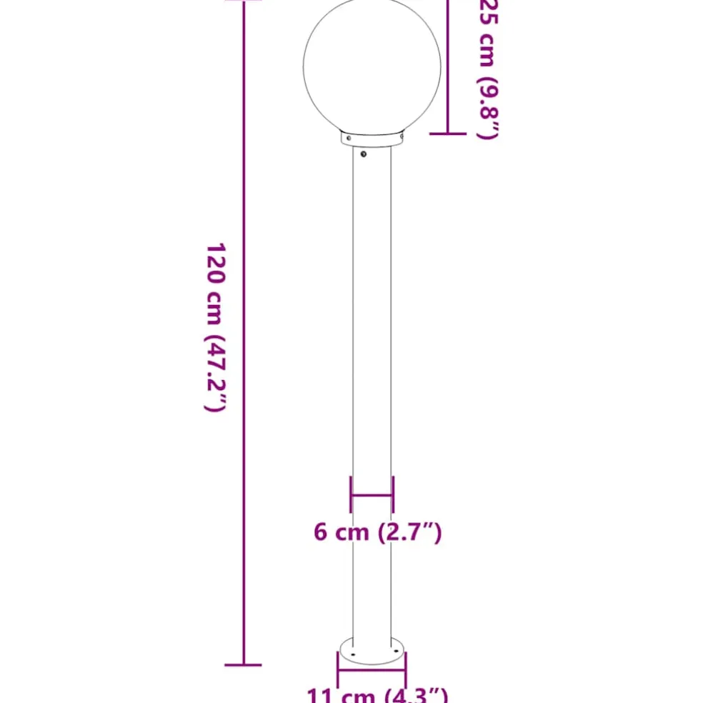 vidaXL Bolderverlichting 120 cm RVS IP44