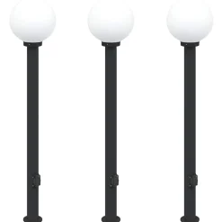 vidaXL Bolderverlichting met stopcontact 3 stuks 120 cm Zwart IP44