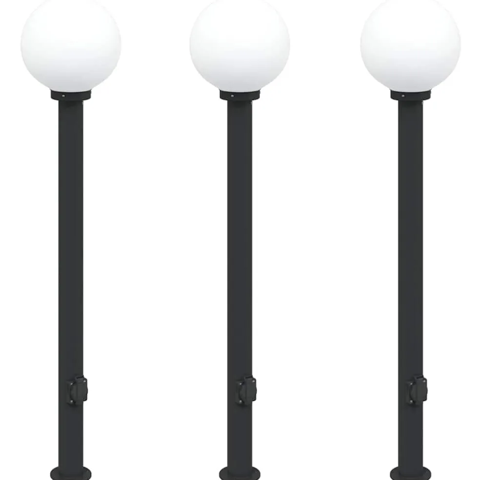 vidaXL Bolderverlichting met stopcontact 3 stuks 120 cm Zwart IP44
