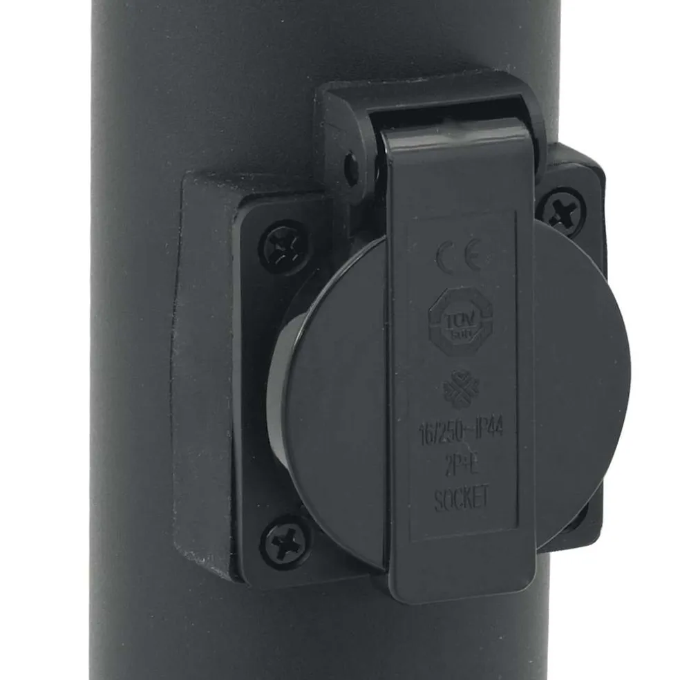 vidaXL Bolderverlichting met stopcontact 3 stuks 120 cm Zwart IP44