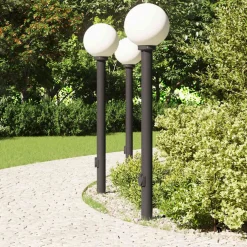 vidaXL Bolderverlichting met stopcontact 3 stuks 120 cm Zwart IP44