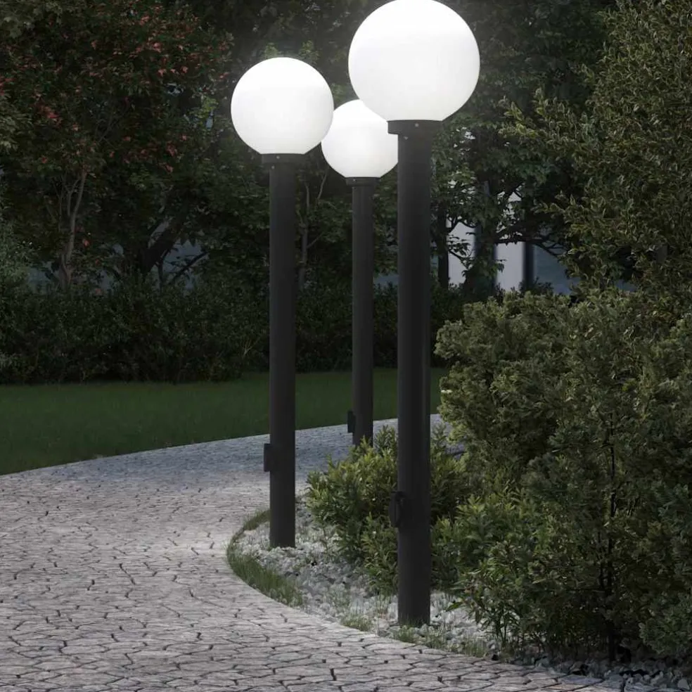 vidaXL Bolderverlichting met stopcontact 3 stuks 120 cm Zwart IP44