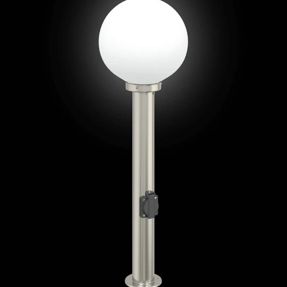 vidaXL Bolderverlichting met stopcontact 3 stuks 80 cm RVS IP44