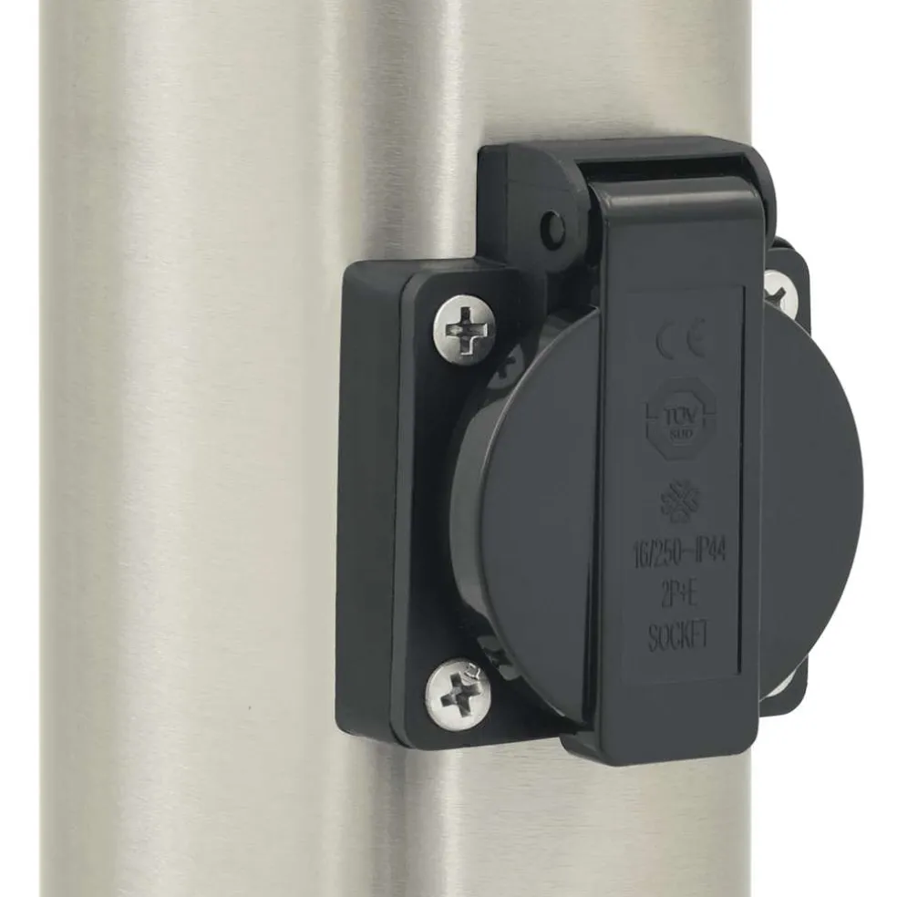 vidaXL Bolderverlichting met stopcontact 3 stuks 80 cm RVS IP44