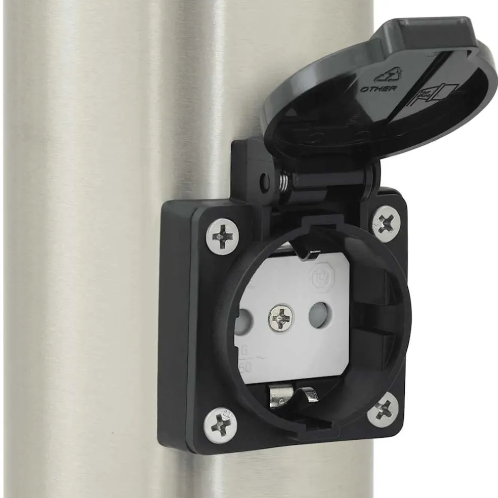 vidaXL Bolderverlichting met stopcontact 3 stuks 80 cm RVS IP44