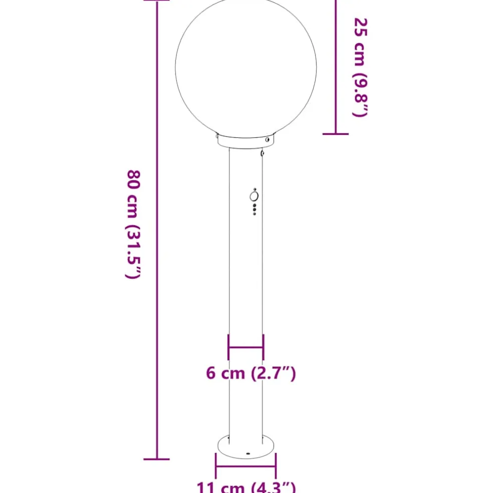 vidaXL Bolderverlichting met sensor 80 cm zwart IP44