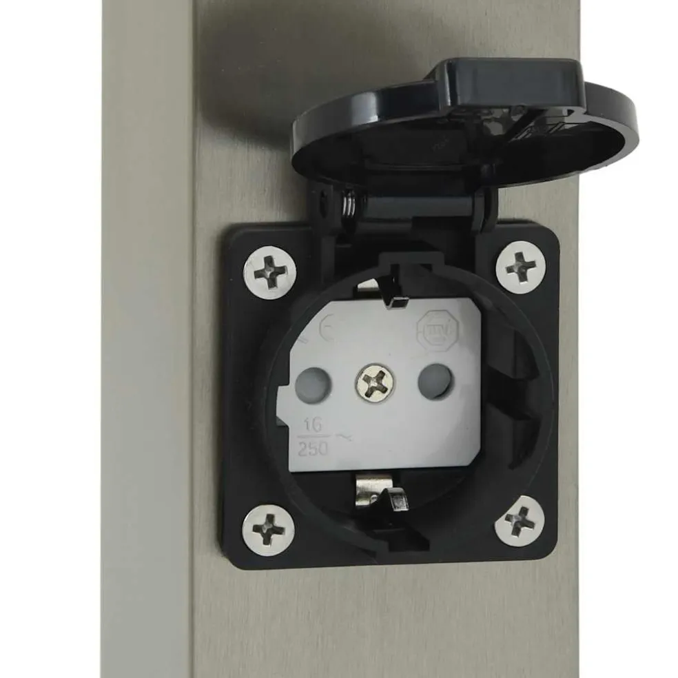 vidaXL Bolderverlichting met stopcontact 3 stuks 110 cm RVS IP44