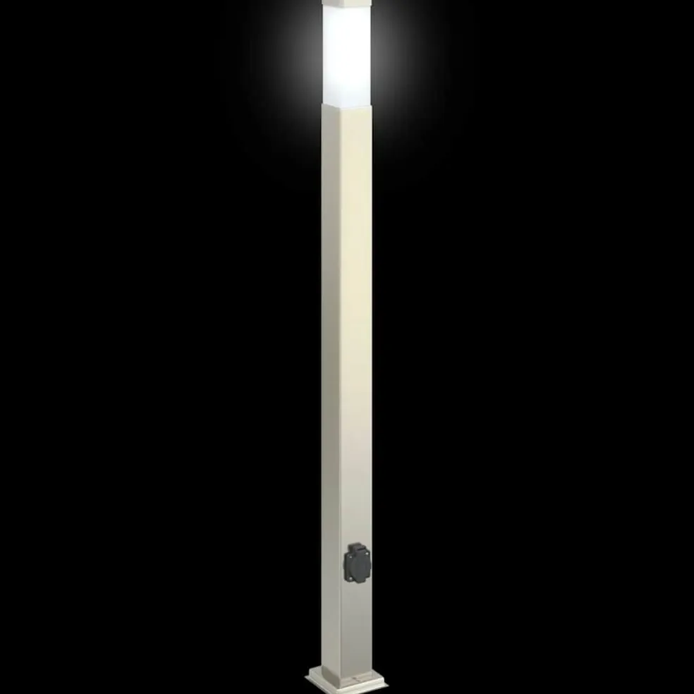 vidaXL Bolderverlichting met stopcontact 3 stuks 110 cm RVS IP44