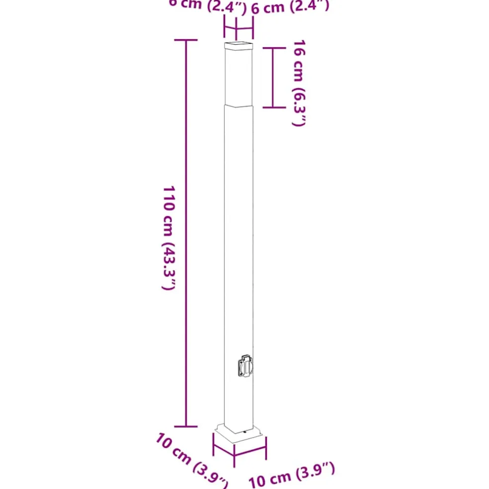 vidaXL Bolderverlichting met stopcontact 3 stuks 110 cm RVS IP44