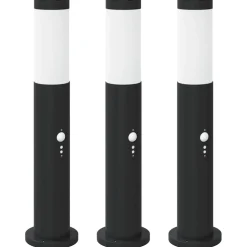 vidaXL Bolderverlichting met sensor 3 stuks 50 cm RVS IP44