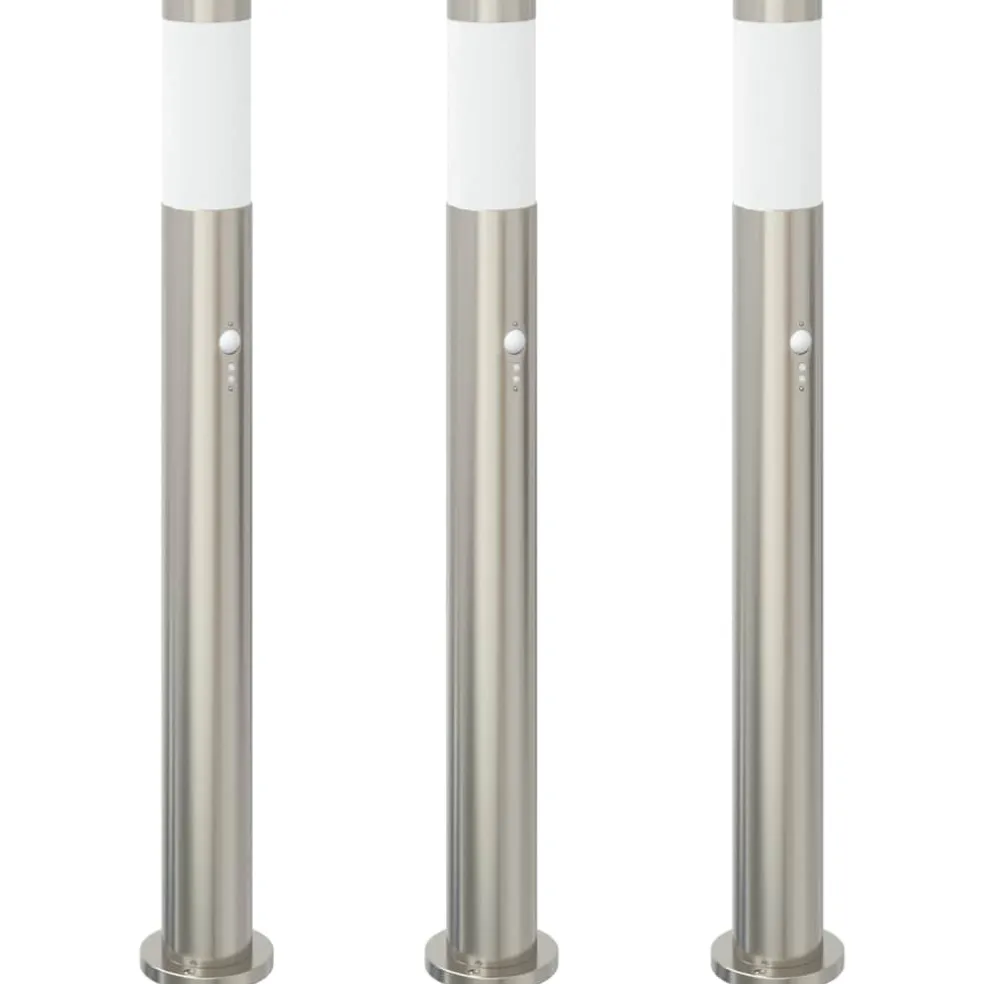 vidaXL Bolderverlichting met sensor 3 stuks 80 cm RVS IP44