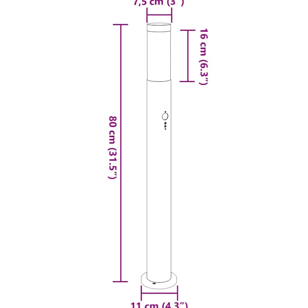 vidaXL Bolderverlichting met sensor 3 stuks 80 cm RVS IP44