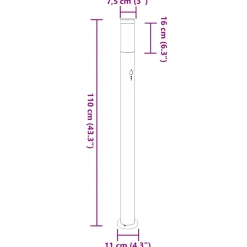 vidaXL Bolderverlichting met sensor 110 cm roestvrij staal IP44