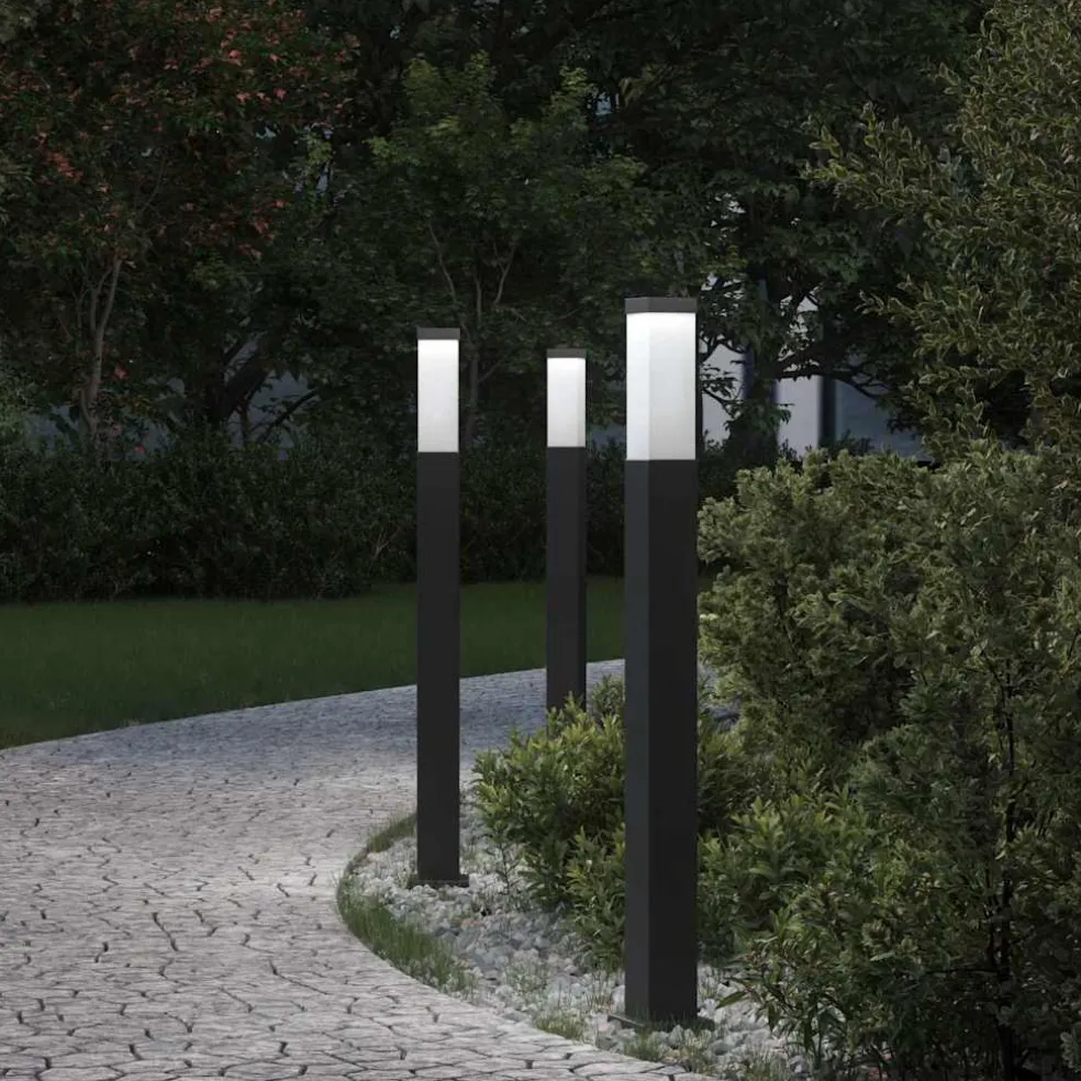 vidaXL Bolderverlichting 3 stuks 80 cm Zwart IP44