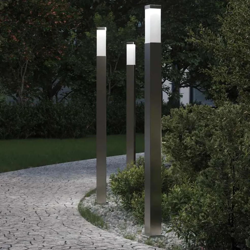 vidaXL Bolderverlichting 3 stuks 110 cm RVS IP44