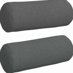vidaXL Bolster Kussens 2 st Stof Donkergrijs Ø 15 x 40 cm
