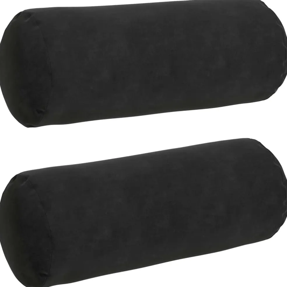 vidaXL Bolster Kussens 2 stuks Zwart Ø 15 x 40 cm Cordstof