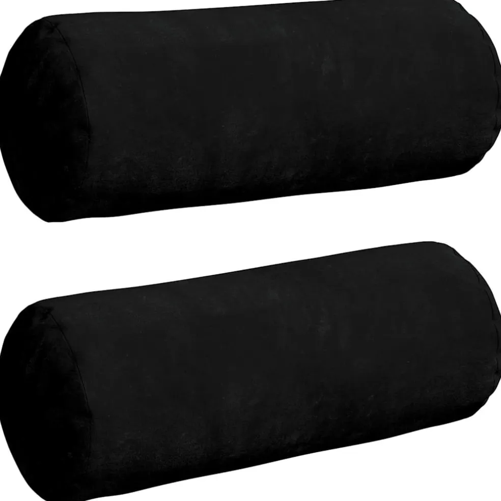 vidaXL Bolster Kussens 2 stuks Zwart Ø 15 x 40 cm Microvezel Stof