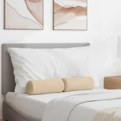vidaXL Bolster Kussens 2 stuks Crème Ø 15 x 40 cm Microvezel Stof