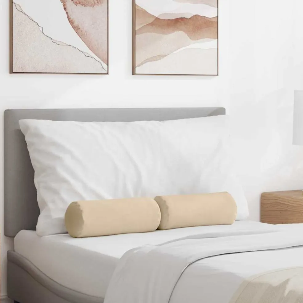 vidaXL Bolster Kussens 2 stuks Crème Ø 15 x 40 cm Microvezel Stof