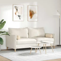 vidaXL Bolster Kussens 2 stuks Crème Ø 15 x 40 cm Microvezel Stof