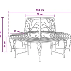 vidaXL Boom bank 8 -zits Ø 160 x 89 cm steel Antiek wit Rond