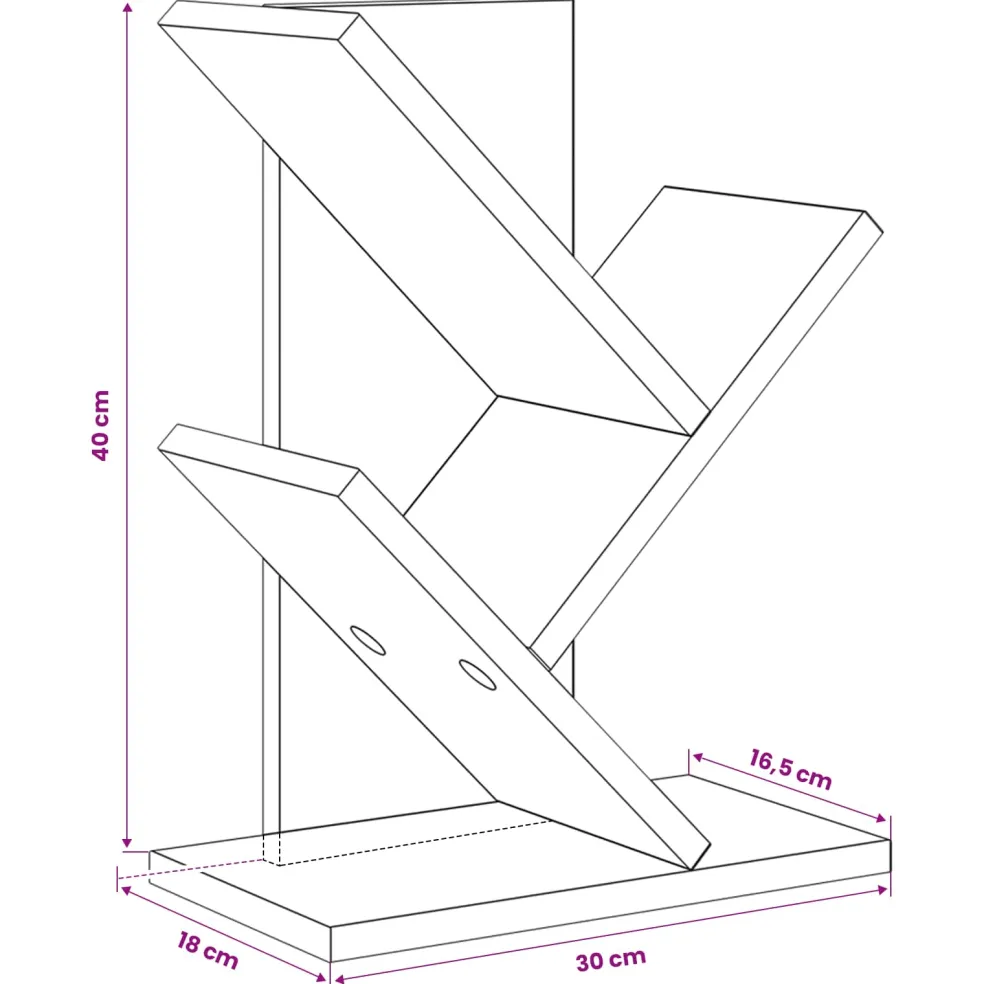 vidaXL Boomvormige boekenplank met 3 planken 30 x 18 x 40 cm
