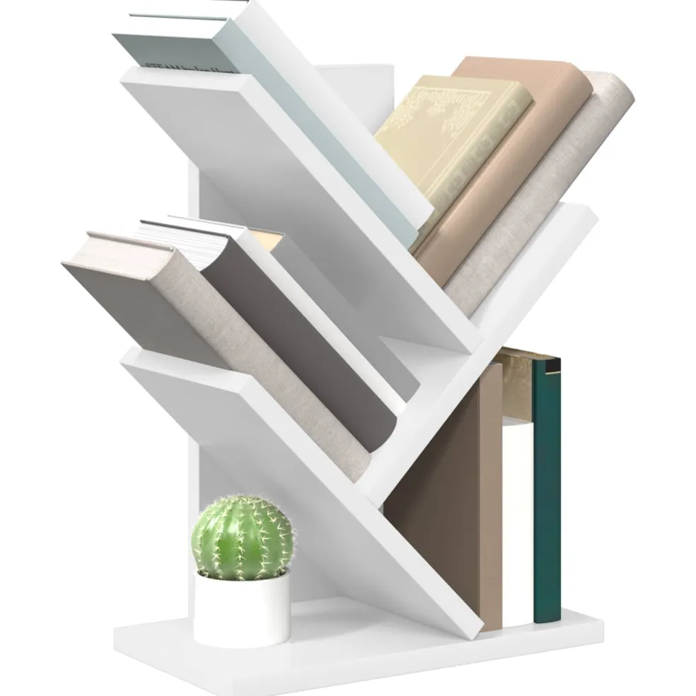 vidaXL Boomvormige boekenplank met 3 planken 30 x 18 x 40 cm Bewerkt hout Wit
