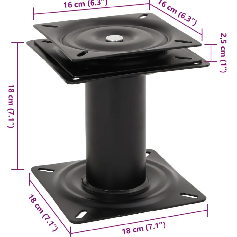 vidaXL Bootstoelpoot met 360° draaiplateau staal