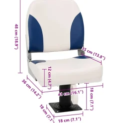 vidaXL Bootstoel 1 set inklapbaar 41x36x48 cm blauw en wit