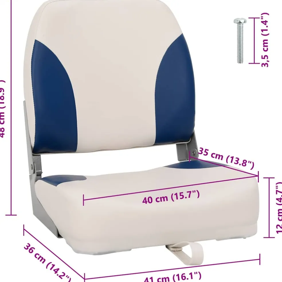 vidaXL Bootstoel 1 set met blauw-witte kussens inklapbaar