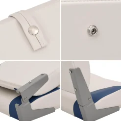 vidaXL Bootstoel 1 set met blauw-witte kussens inklapbaar