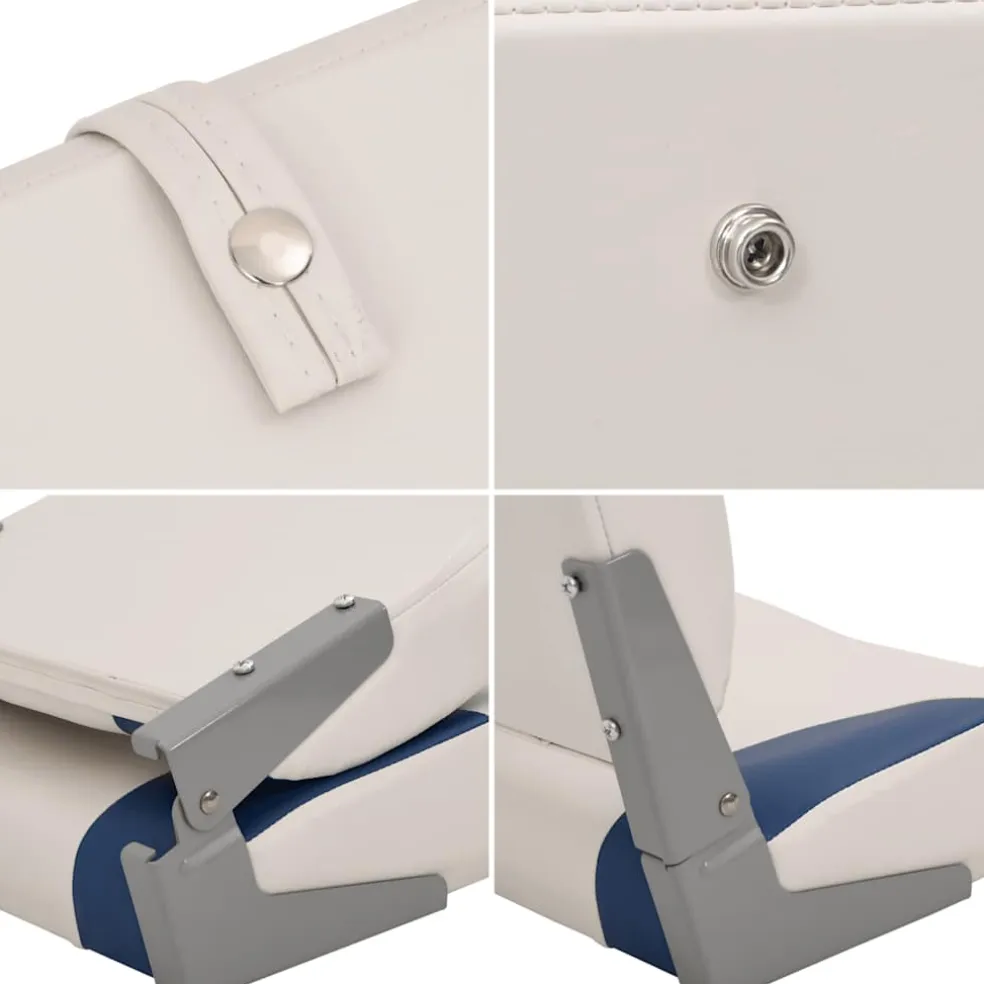 vidaXL Bootstoel 1 set met blauw-witte kussens inklapbaar