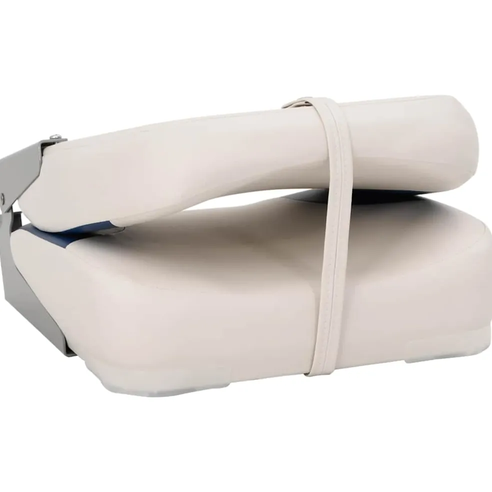 vidaXL Bootstoel 1 set met blauw-witte kussens inklapbaar