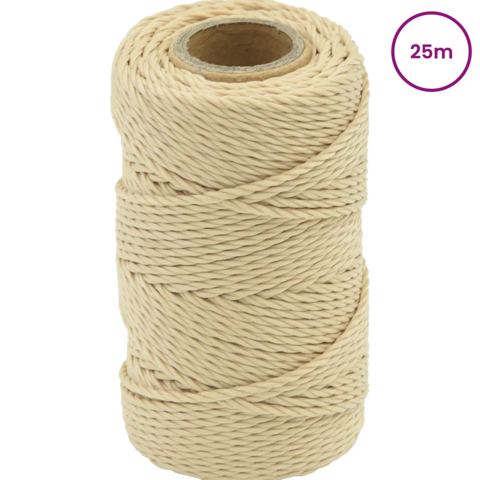 vidaXL Boottouw 2 mm 25 m Naturel