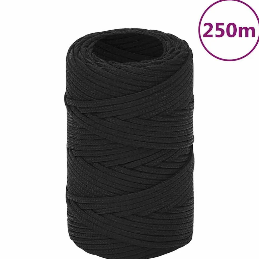 vidaXL Boottouw 2 mm 250 m polypropeen zwart