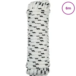 vidaXL Boottouw 10 mm 6 m Wit en zwart Polyester