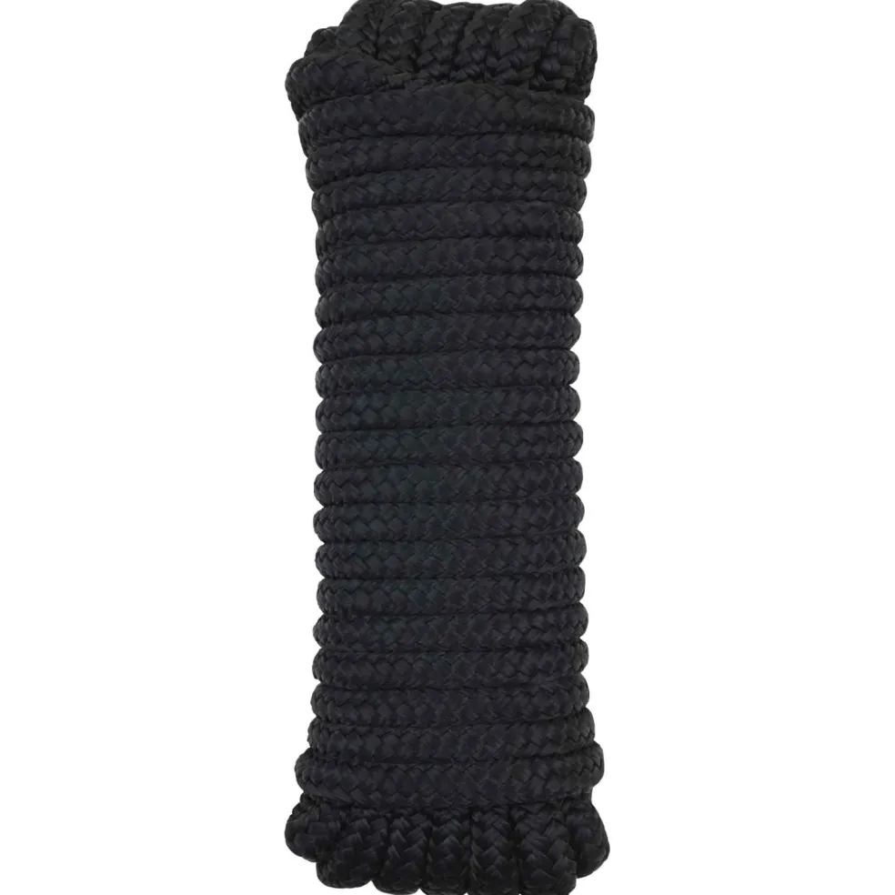 vidaXL Boottouw 10 mm 6 m Zwart Polyester