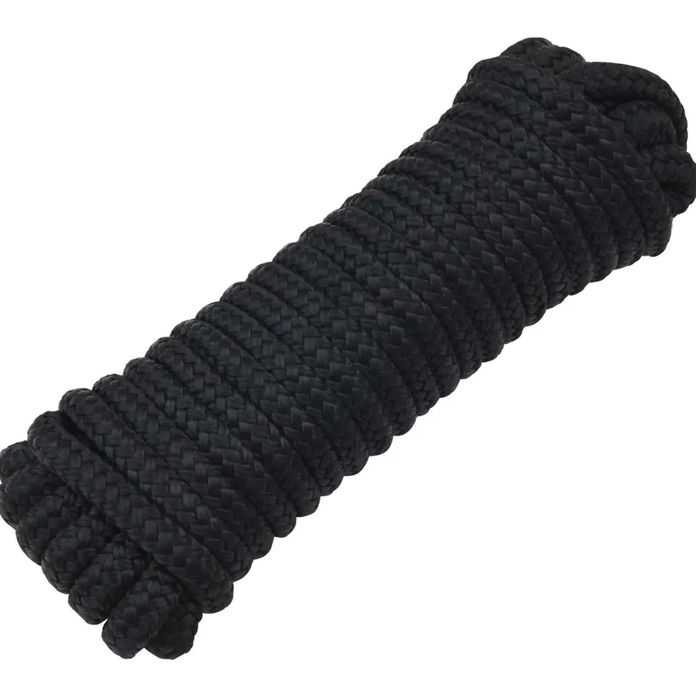 vidaXL Boottouw 10 mm 6 m Zwart Polyester